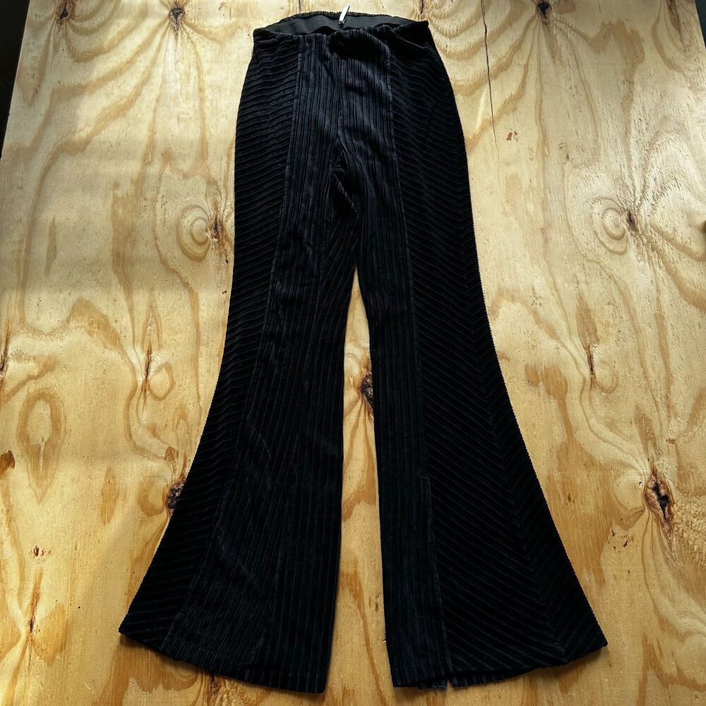 Free People Black Ribbed Corduroy Flare Pants - Medium